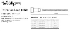 Подовжувач кабелю (Подовжувач кабелю Twinkly Pro AWG22 PVC кабель, 5м, прозорий)