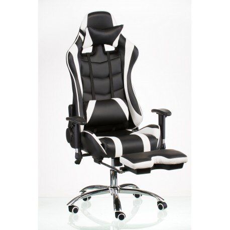 Кресло Special4You ExtremeRace black/white с подставкой для ног (E4732)