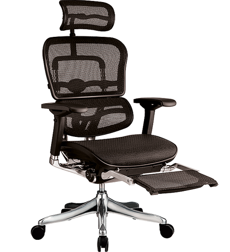 Крісло комп'ютерне ERGOHUMAN PLUS з підставкою для ніг, ергономічне, чорного кольору