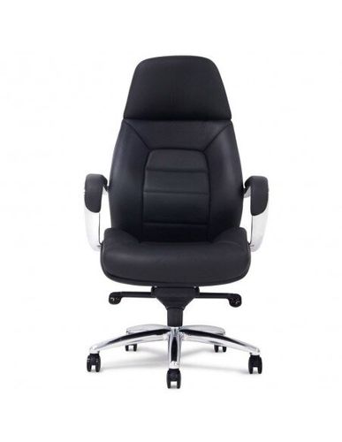 Кресло F181 BL для руководителя, черное, кожаное