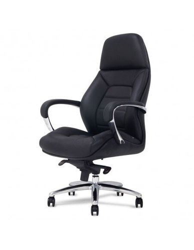 Кресло F181 BL для руководителя, черное, кожаное