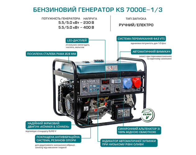 Бензиновый генератор KS 7000E-1/3